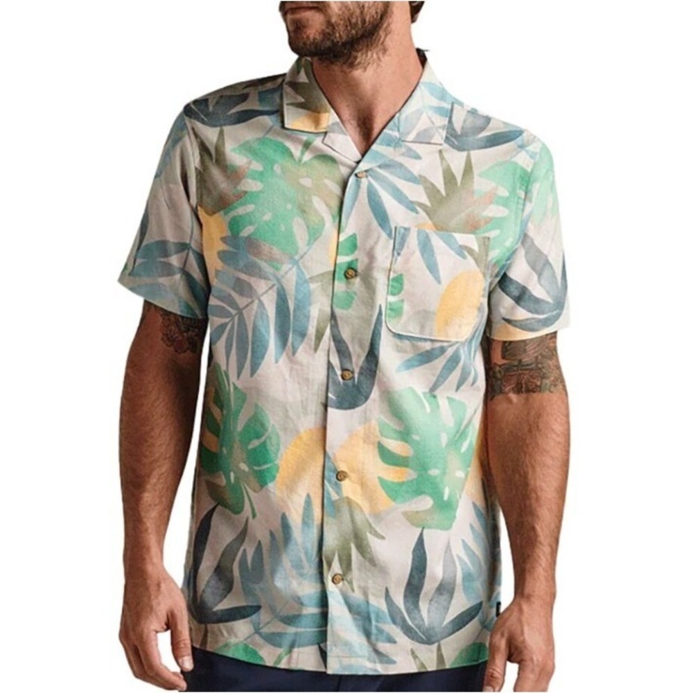 Roark XXL Gonzo De‎ Palmas Buttoned Shirt Tropical Pastel Beach Summer Vacation